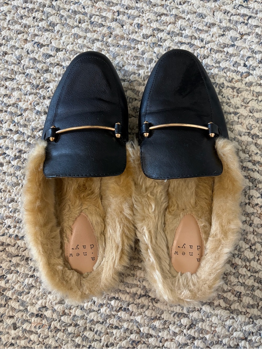 A new day faux fur lined mule loafer flats
